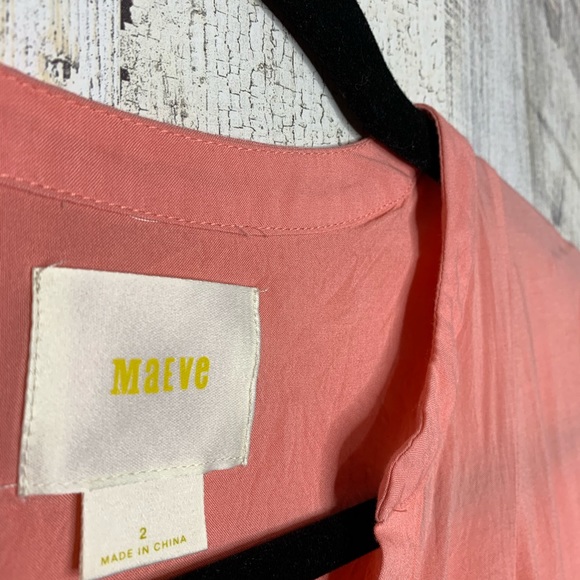 Maeve Anthropologie pink v-neck blouse long sleeve - Picture 6 of 6